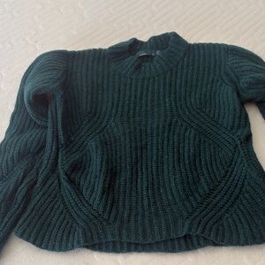 Prana Dark Green Ribbed Crew Neck Sweater
